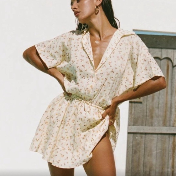 Sabo Skirt Onara Dress Yellow Floral Cotton Mini Size Small - Picture 1 of 12